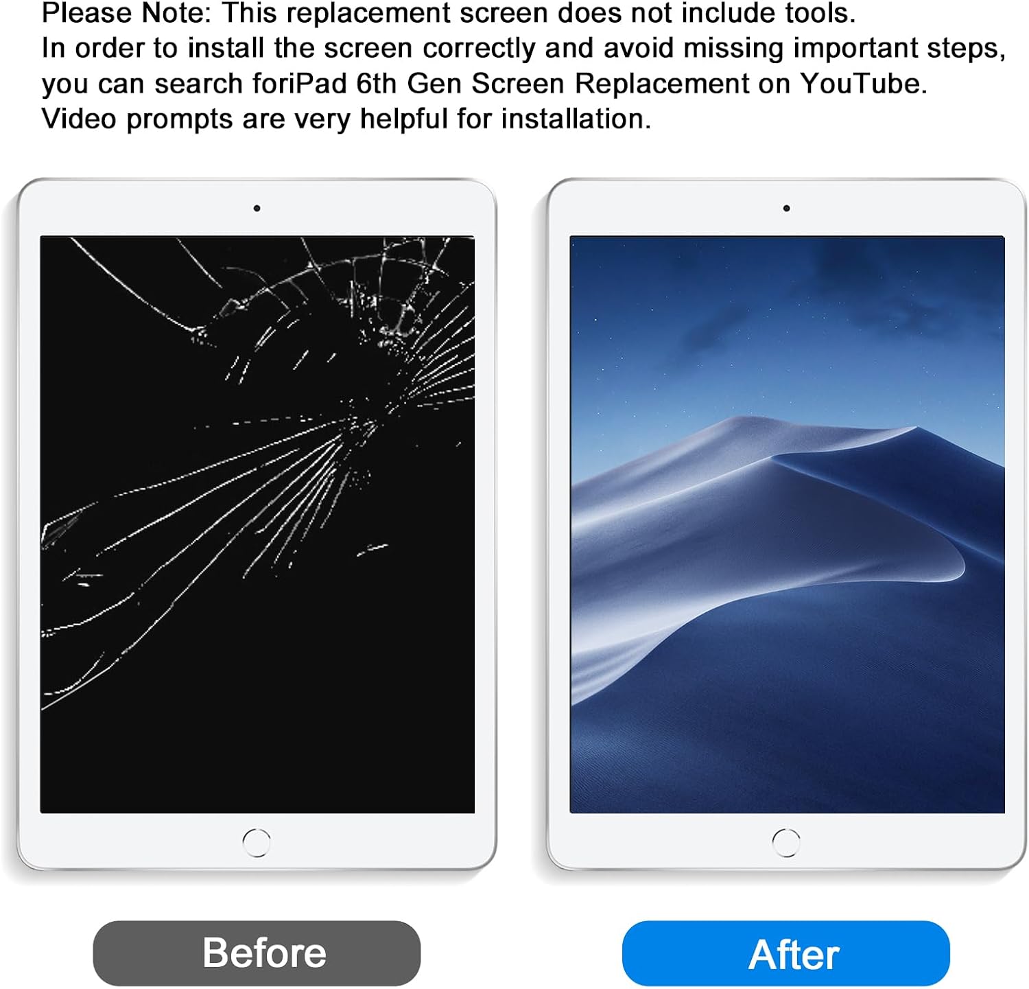 for iPad 6th Generation Screen Replacement White