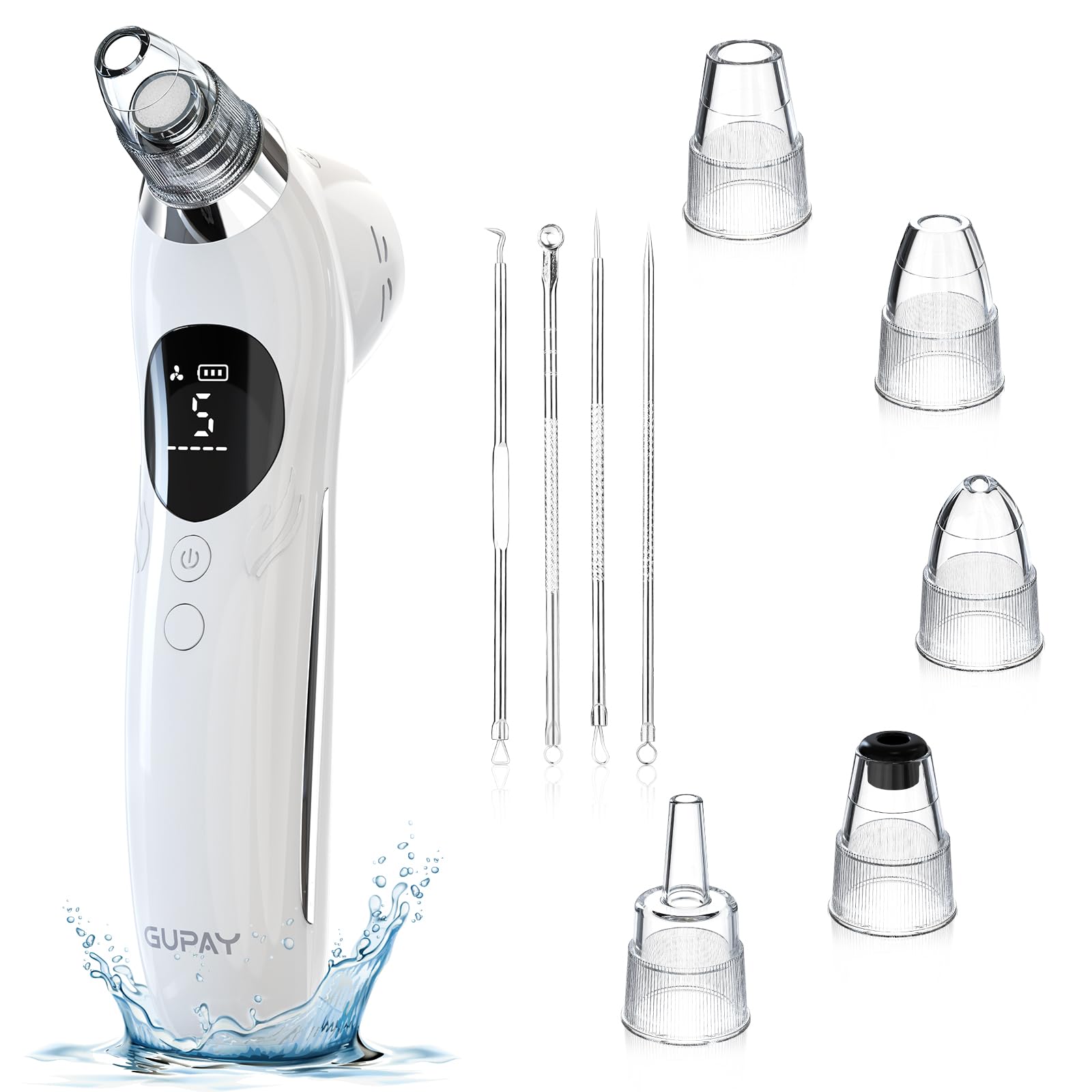 Blackhead Remover Vacuum Facial Pore Cleaner Electric Comedone Whitehead Extractor 5 Suction Probes and 5 Suction Levels Rechargeable Black Heads