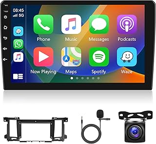 Podofo Android 11 Double Din Car Stereo Support Wireless Carplay Android Auto with 9 Inch Touchscreen WiFi GPS Navigation Bluetooth USB FM/RDS Radio Receiver with Backup Camera + External Mic