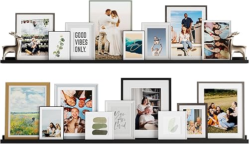 Miniatura 9 de You Have Space Estante de pared flotante de 60 pulgadas de largo para sala de estar, oficina, granja, decoración de cocina, color negro, juego de 2