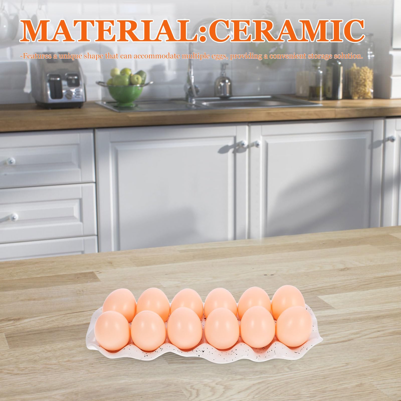ERINGOGO Bandeja de Cerámica para Huevos Compartimentos Organizador para Nevera y Cocina Resistente y Compacto Soporte para Almacenamiento Doméstico