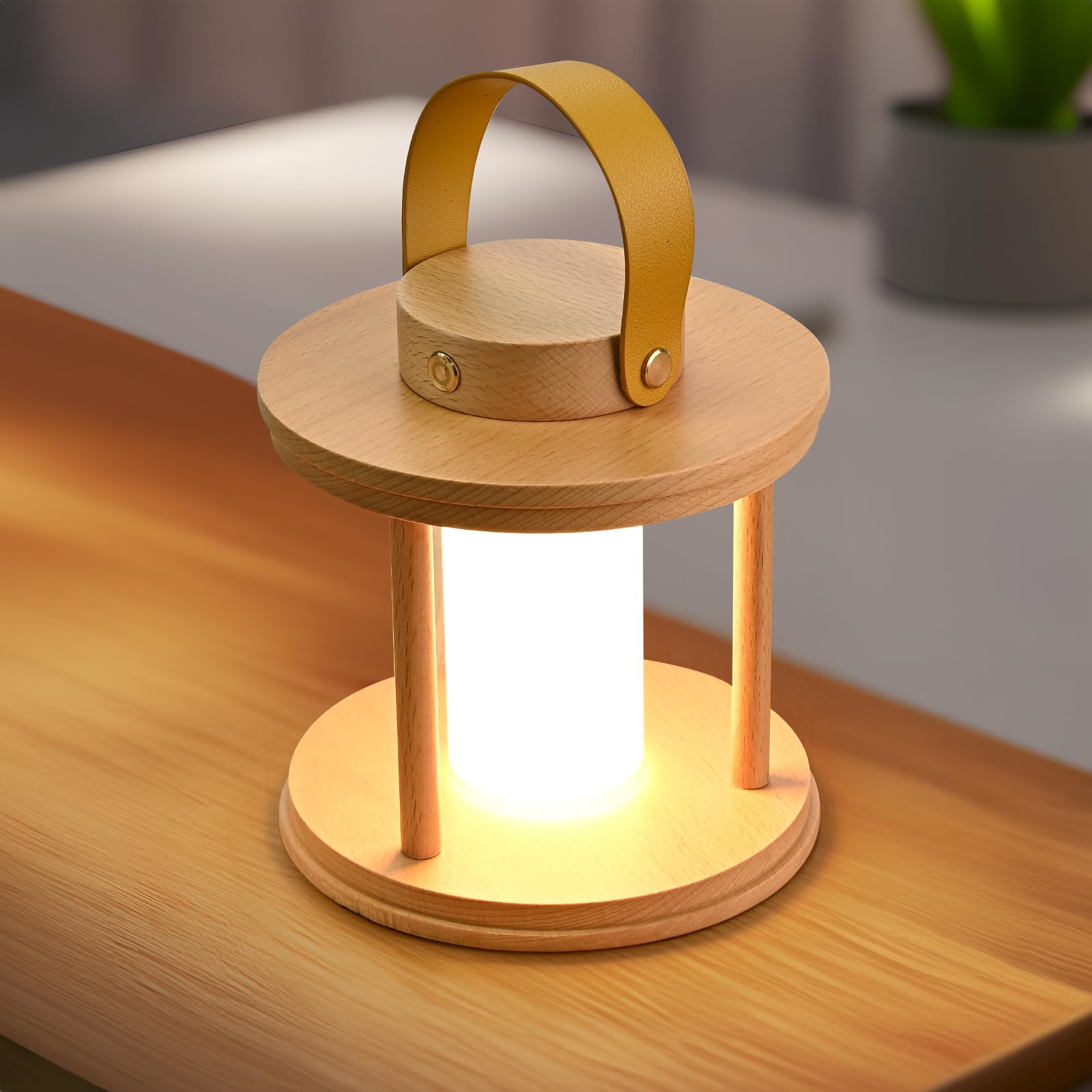 LONRISWAY LED Wood Cordless Table Lamp Rechargeable Lamp with Dimming Eye-Care Lighting, Portable Touch Lamp for Outdoor Camping Living Room Bedroom Bedside Office, Camping Light Portable Tent
