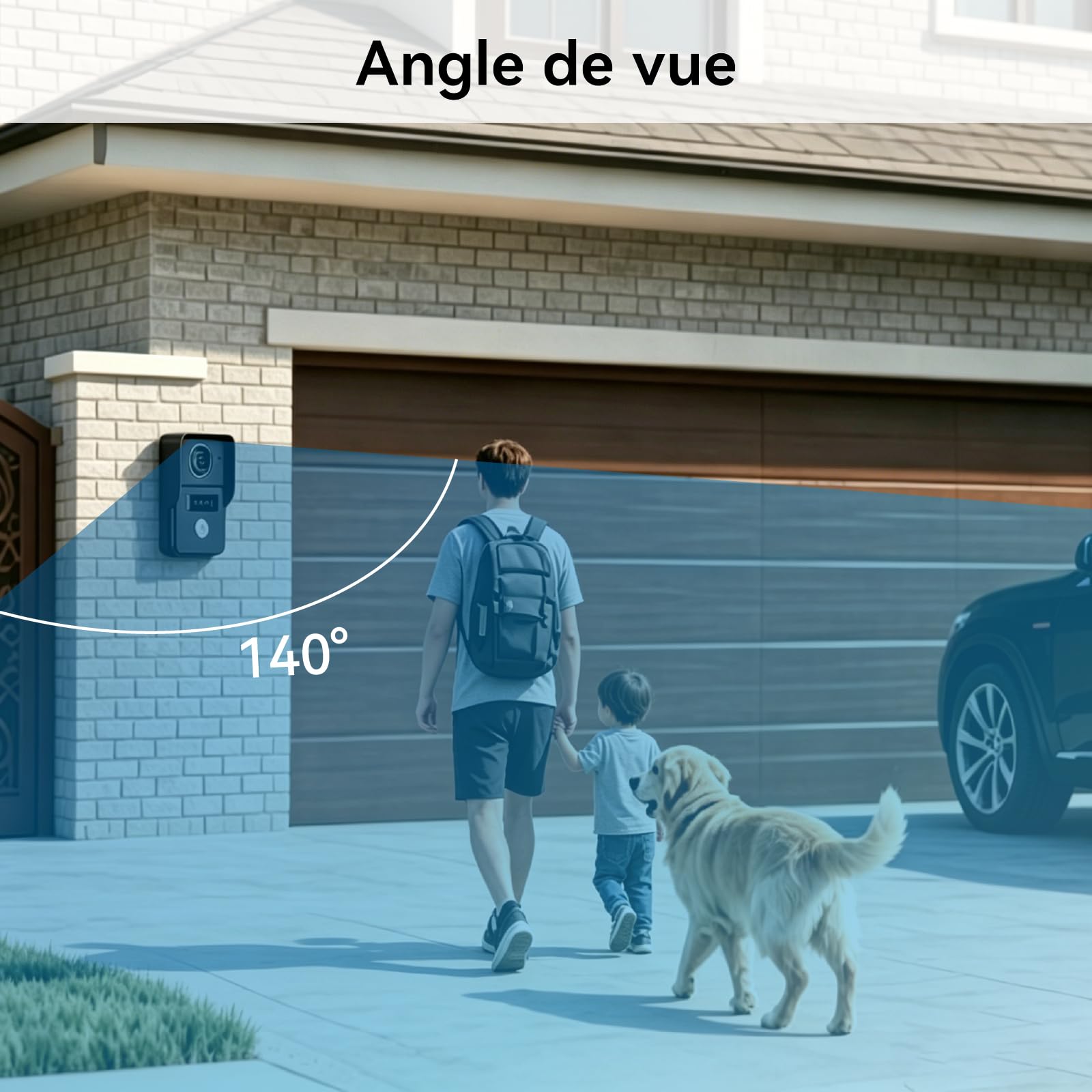 Visiophone Connecté Interphone Vidéo, Sonnette 2 fils 7 Pouces Moniteur Tactile, Audio Bidirectionnel, Système d'interphone avec Unlock à Distance, Wi-Fi 2,4 GHz/5 GHz, KW02-IP7 Noir