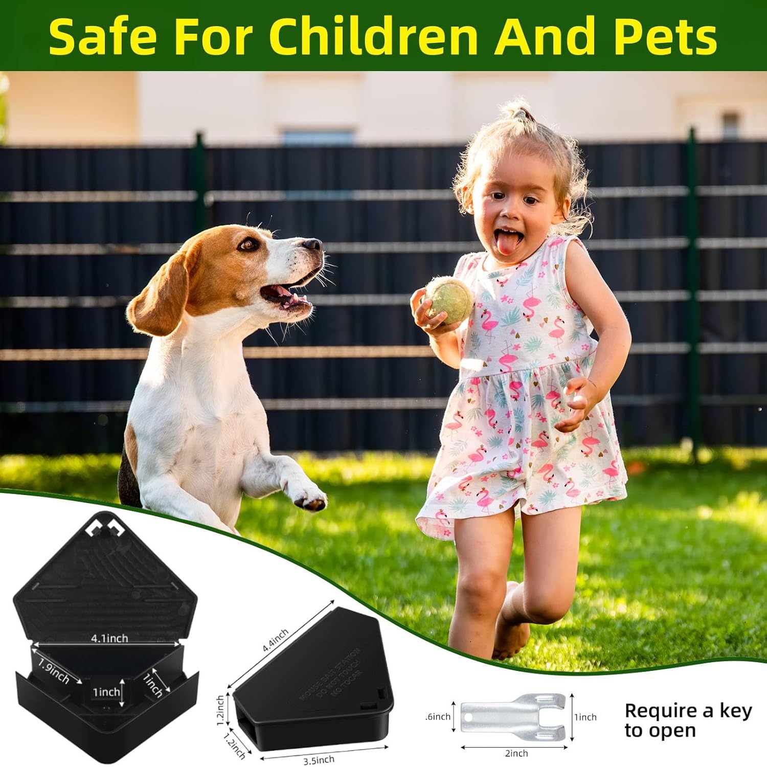 16Pcs Mouse Bait Station with Keys for Indoor Use Mice Bait Stations for Rodents, Reusable Mice Poisoning Outdoor Rat Bait Blocks, Friendly for Children & Pets (Black)