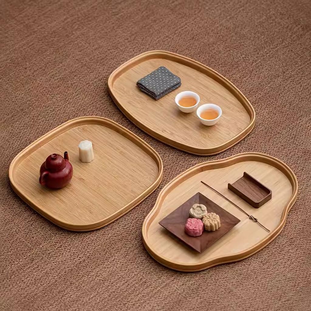 Bandeja Decorativa Moderna Bandeja rectangular de madera, bandeja de té, lugar for tazas, aperitivos, bandeja de almacenamiento de frutas secas, Bandeja de postres for cafetería Bandejas para Servir (
