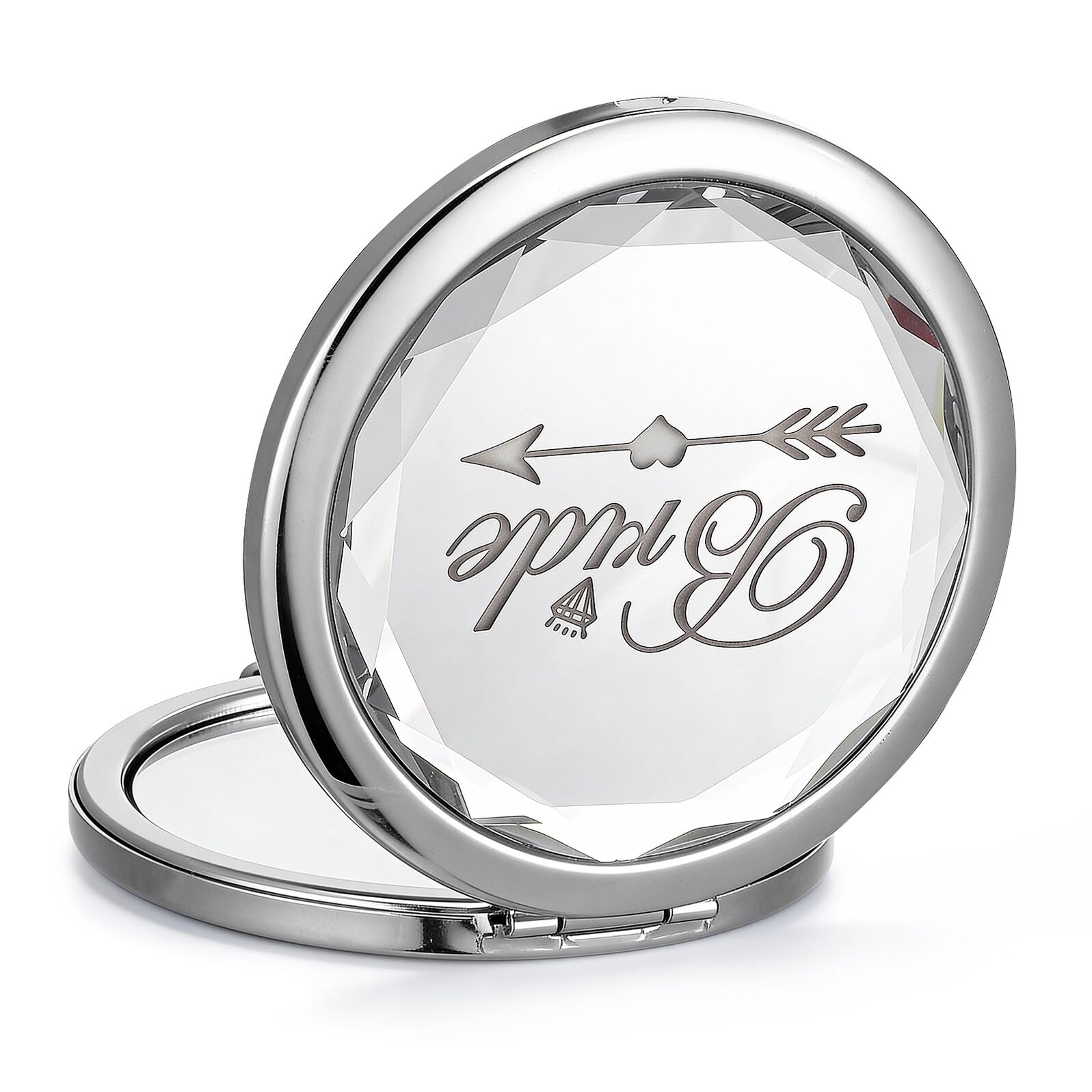 Clearlin Foldable Compact Makeup Mirror Bride 1X/2X Magnifying Pocket Mirror for Bridal Party and Wedding Celebrations