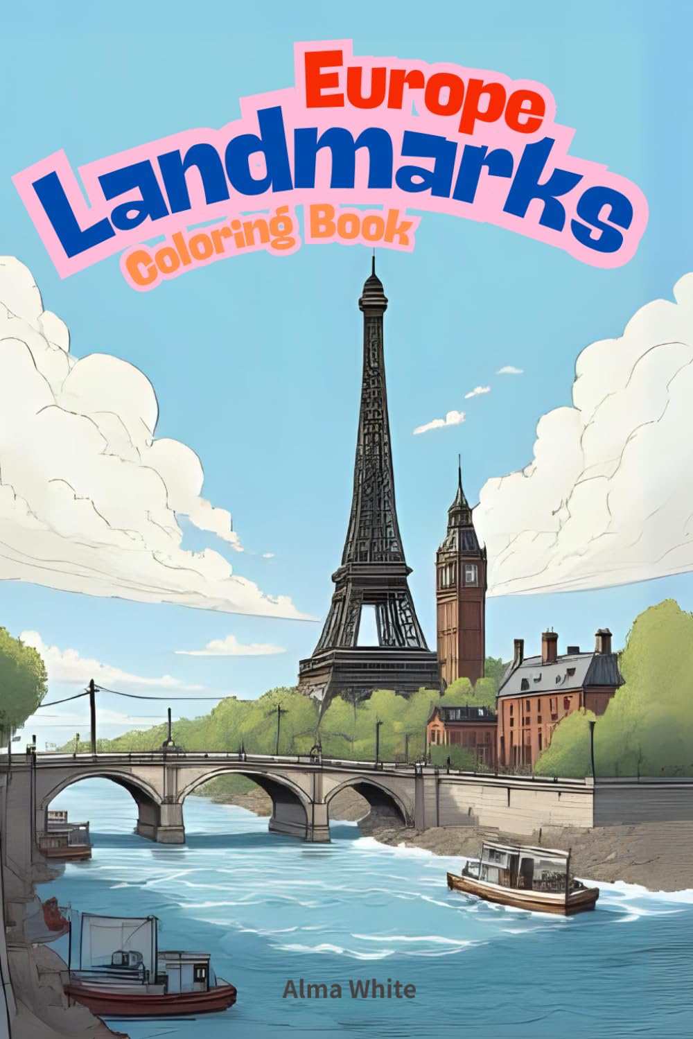 Europe Landmarks Coloring Book