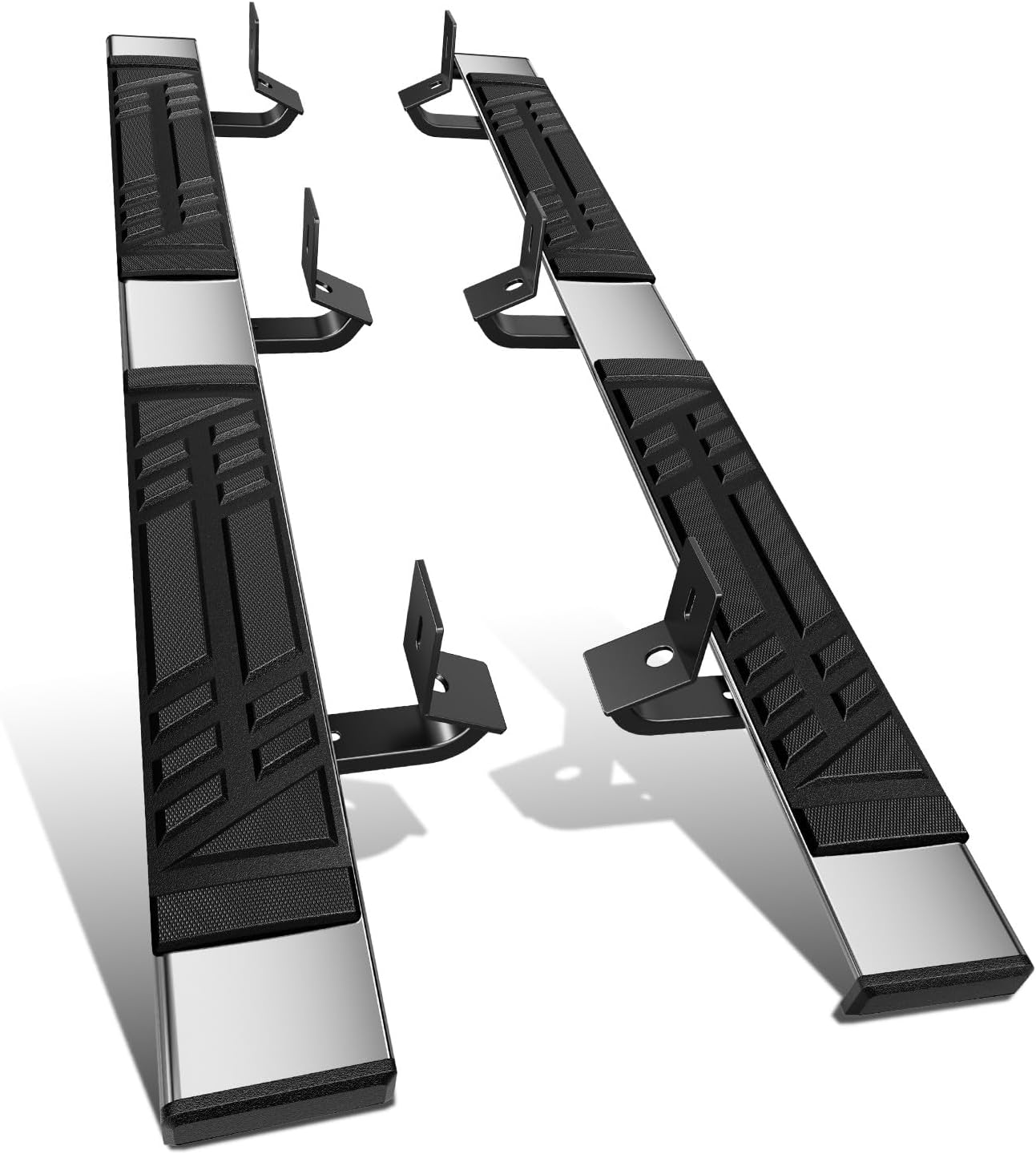 DNA Motoring 6.5" Flat Running Boards Side Step Nerf Rails Bars Compatible with 14-18 Chevy Silverado 1500 GMC Sierra 1500/15-19 Silverado Sierra 2500 HD 3500 HD Crew Cab, STEPB-U-CS14-T1-C