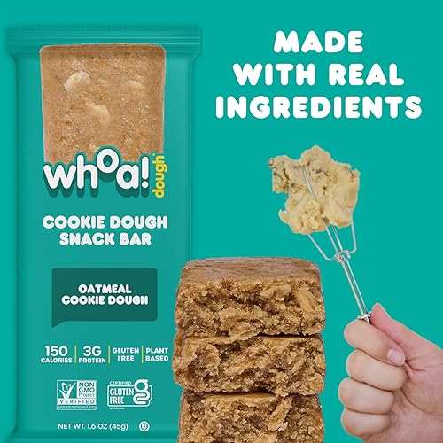 Miniatura 7 de Whoa Dough - Barras de masa de galletas comestibles, certificadas sin OMG, Kosher y sin gluten, bocadillos saludables, aperitivos a base de plantas