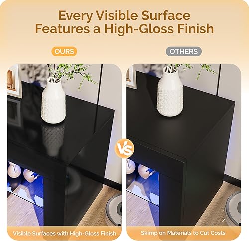 Miniatura 6 de Bonnlo Soporte de TV LED para televisores de hasta 70 pulgadas, moderno centro de entretenimiento con luces LED y almacenamiento para sala de estar