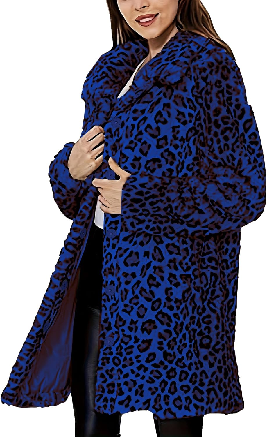 TOPONSKY Womens Winter Warm Lapel Faux Fur With Inner Lining & Buttons Coats - Image 3