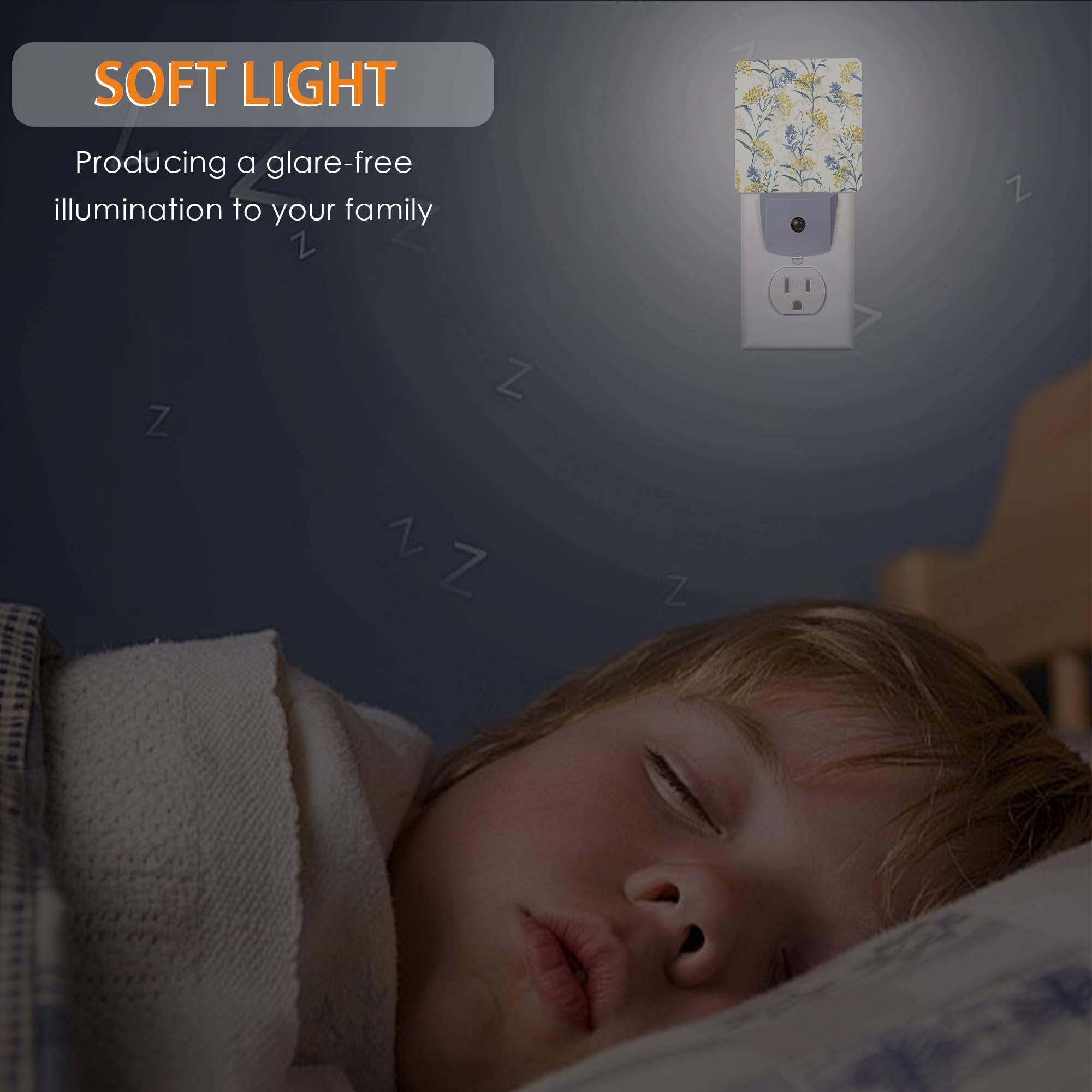 Vintage Flower Beige Night Light Night Lights Plug into Wall with Dusk to Dawn Sensor Lamp for Bedroom — view 5