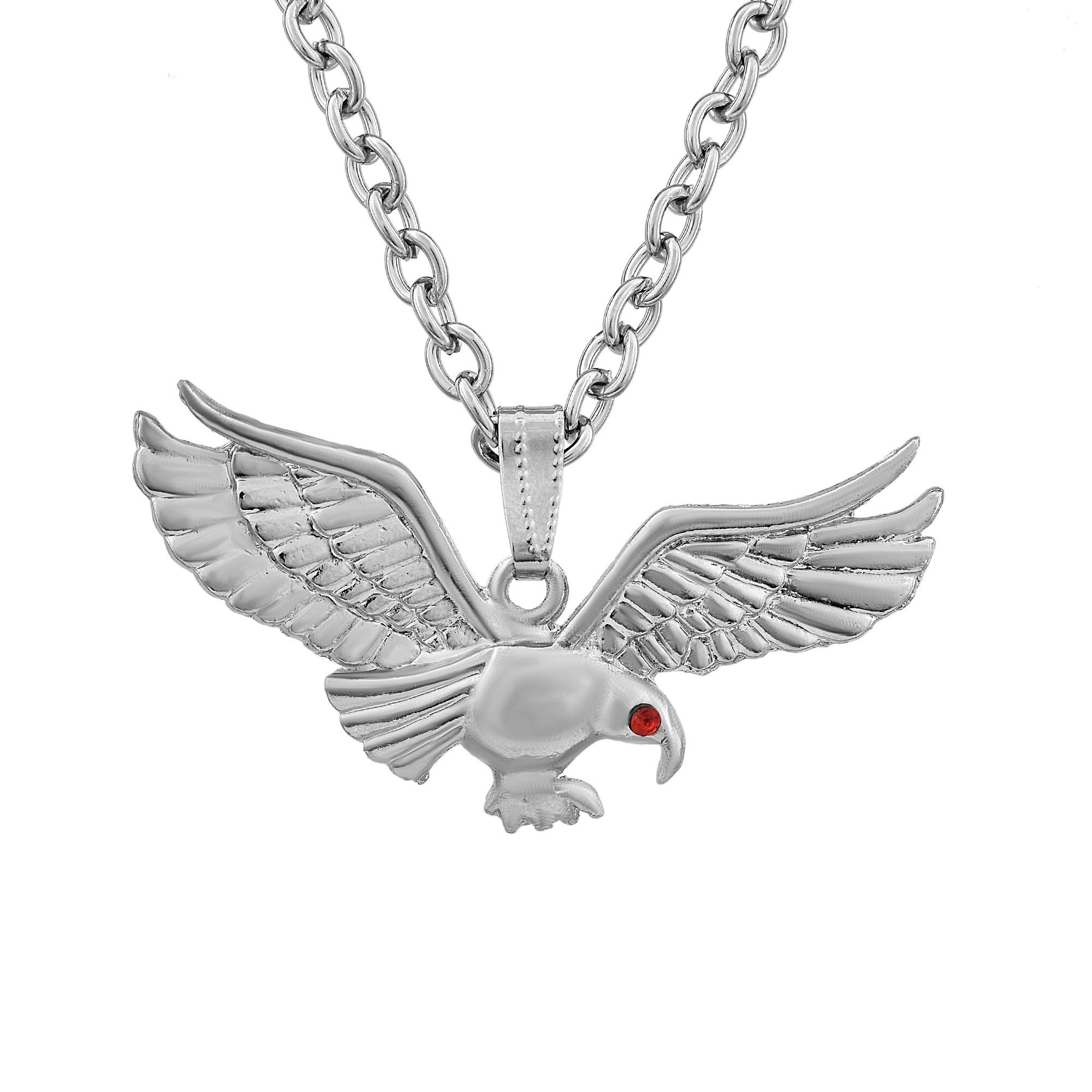 MORVISilver Plated Brass, Robot 2.0 movie Inspired, Flying Eagle, Stylish Fashion Pendant Necklace Jewellery for Men