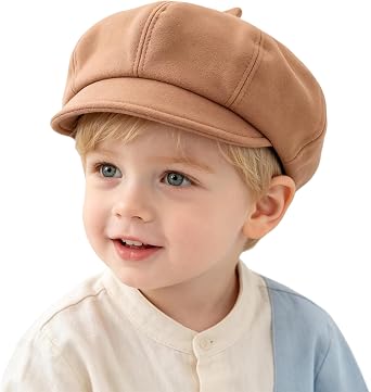 Newfancy Kids Boys Girls Winter 8 Panels Newsboy Caps Wool Flat Beret Cabbie Hat for Toddler Baby,2 to 7 Years