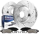 Detroit Axle - Front Brake Kit for 2011-2014 Honda Odyssey Drilled and Slotted Disc Brake Rotors Ceramic Brakes Pads 2012 2013 Replacement : 12.60