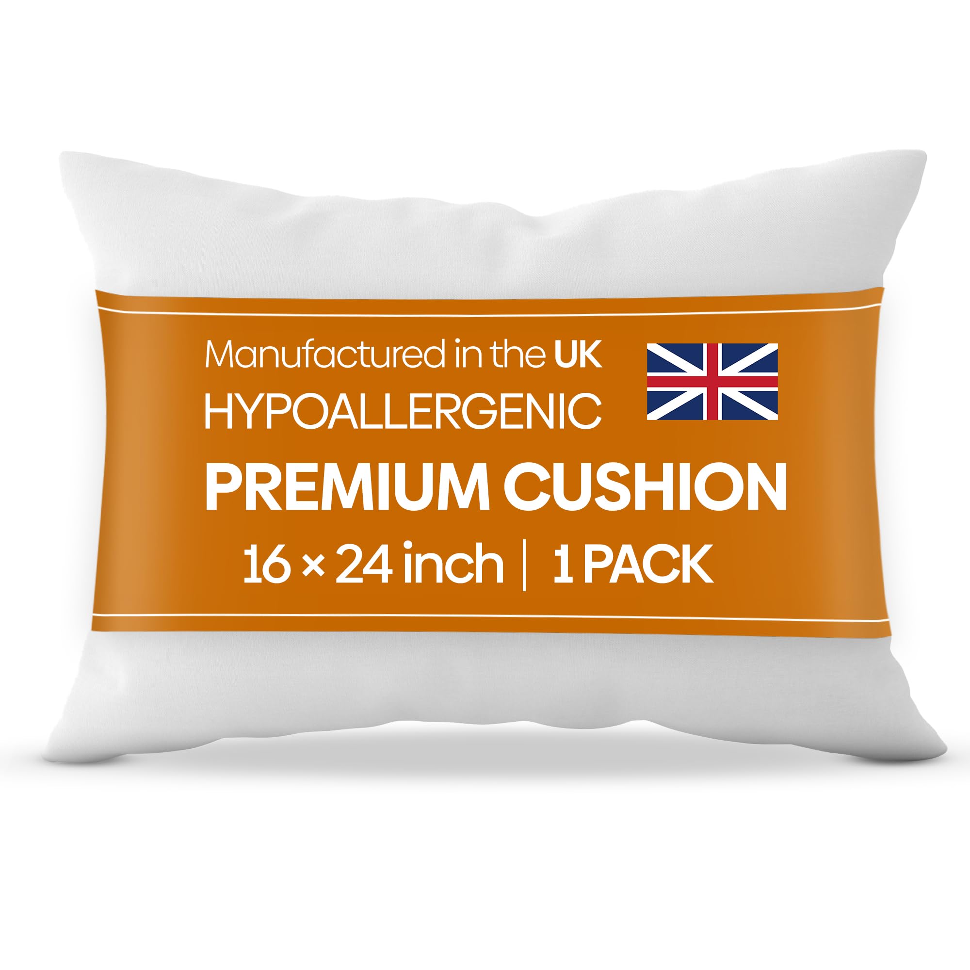 Oliver Bedding Hypoallergenic Premium Cushion inserts 1 pack, Hollowfibre Stuffed Square Cushion Pillows for Sofa and Bed, Comfortable Anti Allergenic Pad Stuffer Insert Square Pillow (16" x 24")