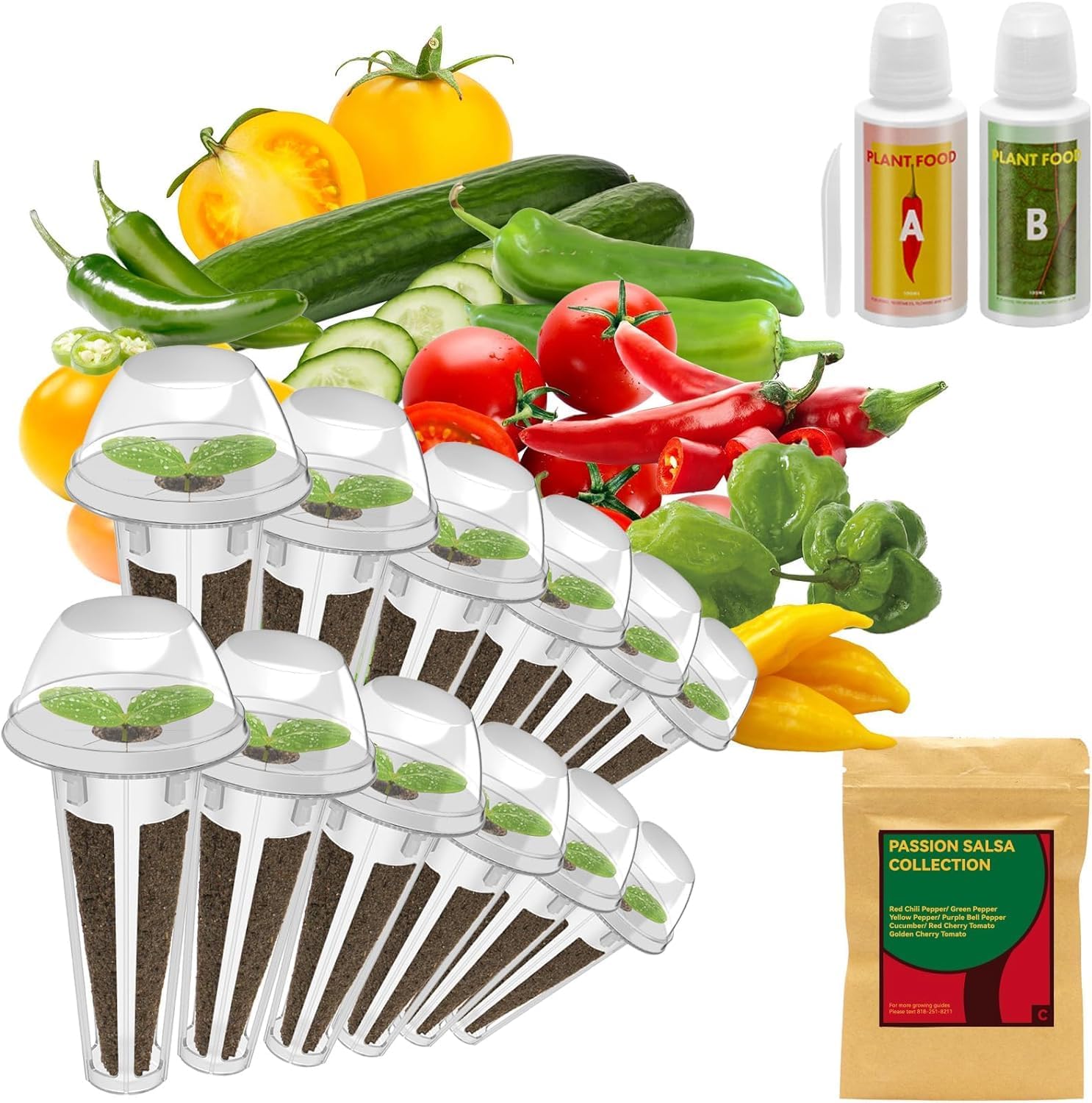 Tomato Seed Pod Kit for Aerogarden, Hydroponics Growing System Kit 12-Pods (300+ Seeds Included Cherry Tomato, Pepper & Cucumber), Grow Anything Hydroponics Supplies for IDoo Ahopegarden