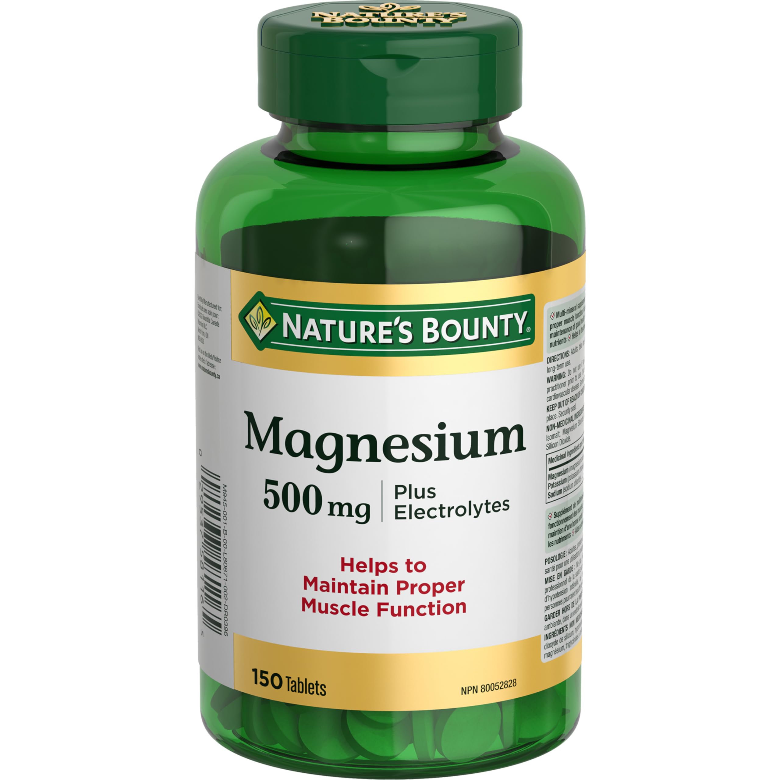 NATURE'S BOUNTY Magnesium Plus Electrolytes, 500 mg, Helps Maintain Muscle Function, Helps Tissue Formation & Development, Helps Maintain Bones & Teeth, Helps Body Metabolize Nutrients, Tablets, 346 g