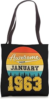 Awesome Since January 1963 Birthday 60 Retro Vintage Tote Bag