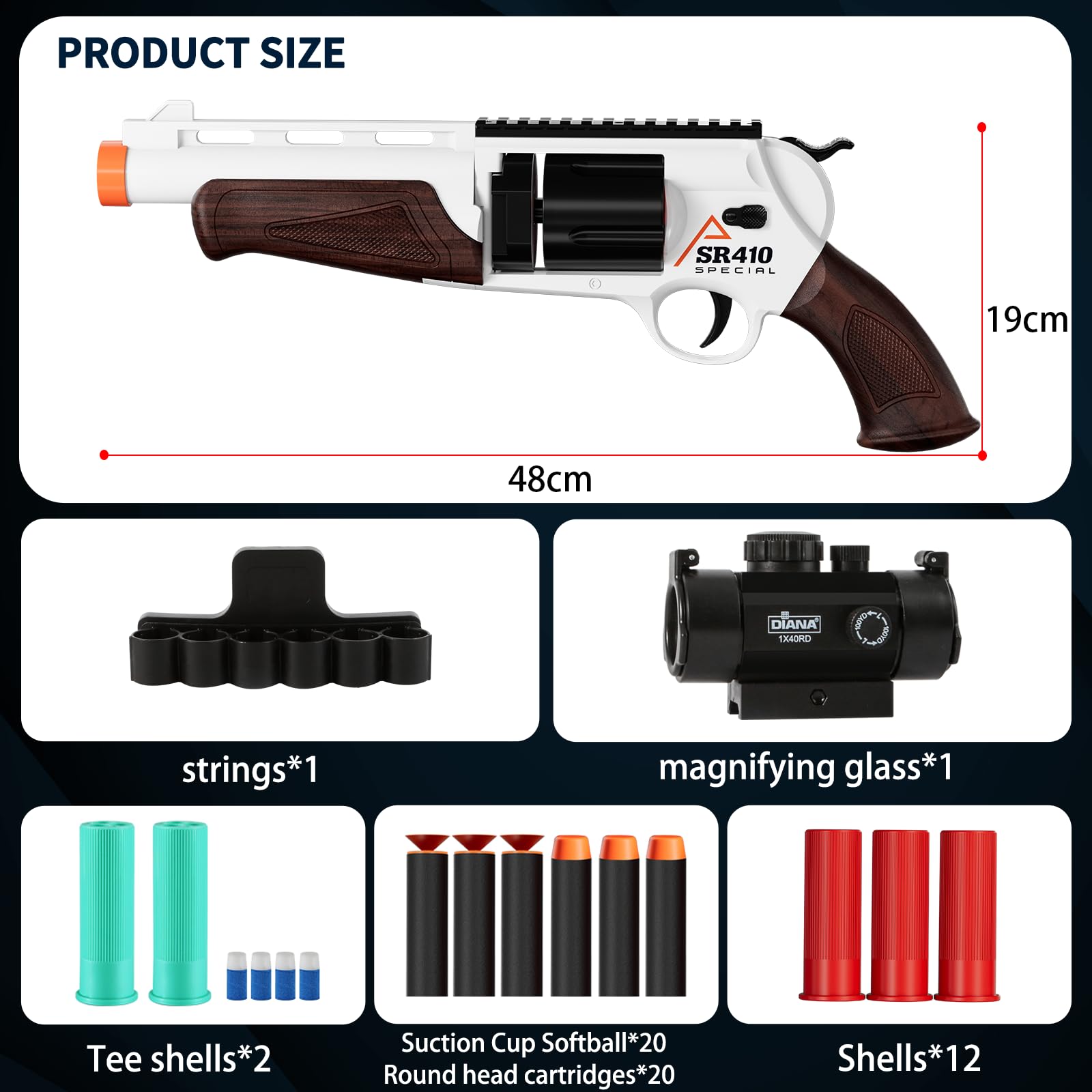 RuiDaXiang Pistola giocattolo, pistole giocattolo sparatutto,blaster in schiuma EVA e design di ricarica della ruota per il gioco all'interno e all'aperto (Marrone)