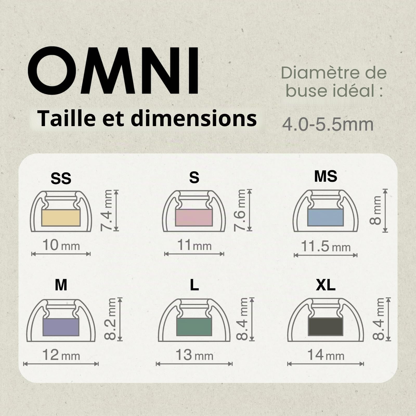SpinFit Omni for True Wireless Earbuds & IEMs - L - Embouts brevetés en Silicone pour Remplacement (1 Paire) (diamètre de buse de 3,7 mm)