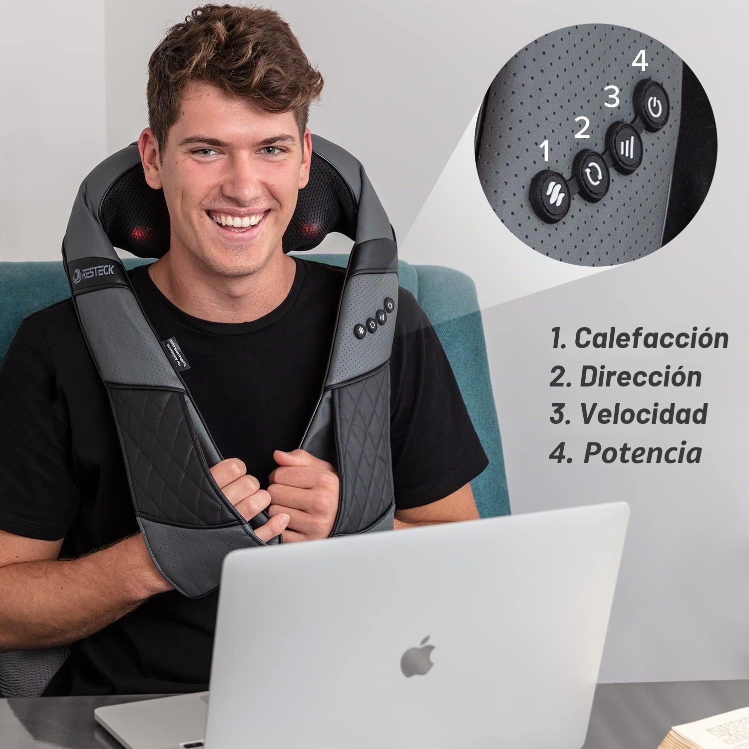 Masajeadores para cuello y espalda con calor, almohada de masaje 3D de tejido profundo, Shiatsu eléctrico, masaje de hombro, pies, piernas, alivia el dolor muscular para la oficina, hogar y coche