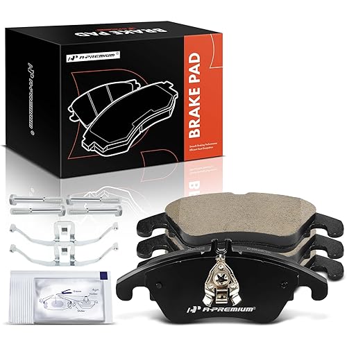 A-Premium Front Ceramic Disc Brake Pads Set Compatible with Mercedes-Benz Models - C250 12-15, C300 13-14, C350 08-15, CLS400 15-17, E250 14-16, E300, E350, E400, E550, SLC300, SLK250, SLK300, SLK350