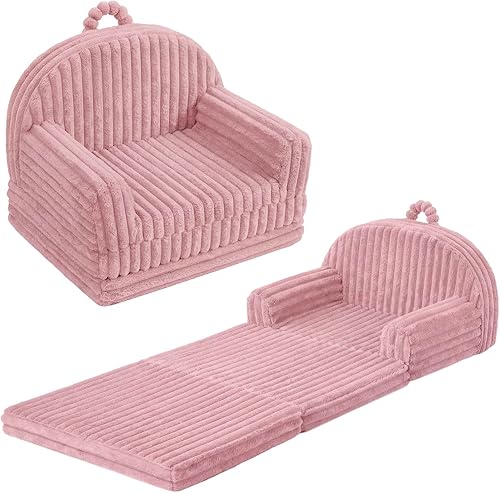 Miniatura 10 de Blissful Diary Sofá plegable para niños pequeños, silla y tumbona cómoda 2 en 1 para leer, sala de juegos, sofá para niños y niñas, regalo de rojo,