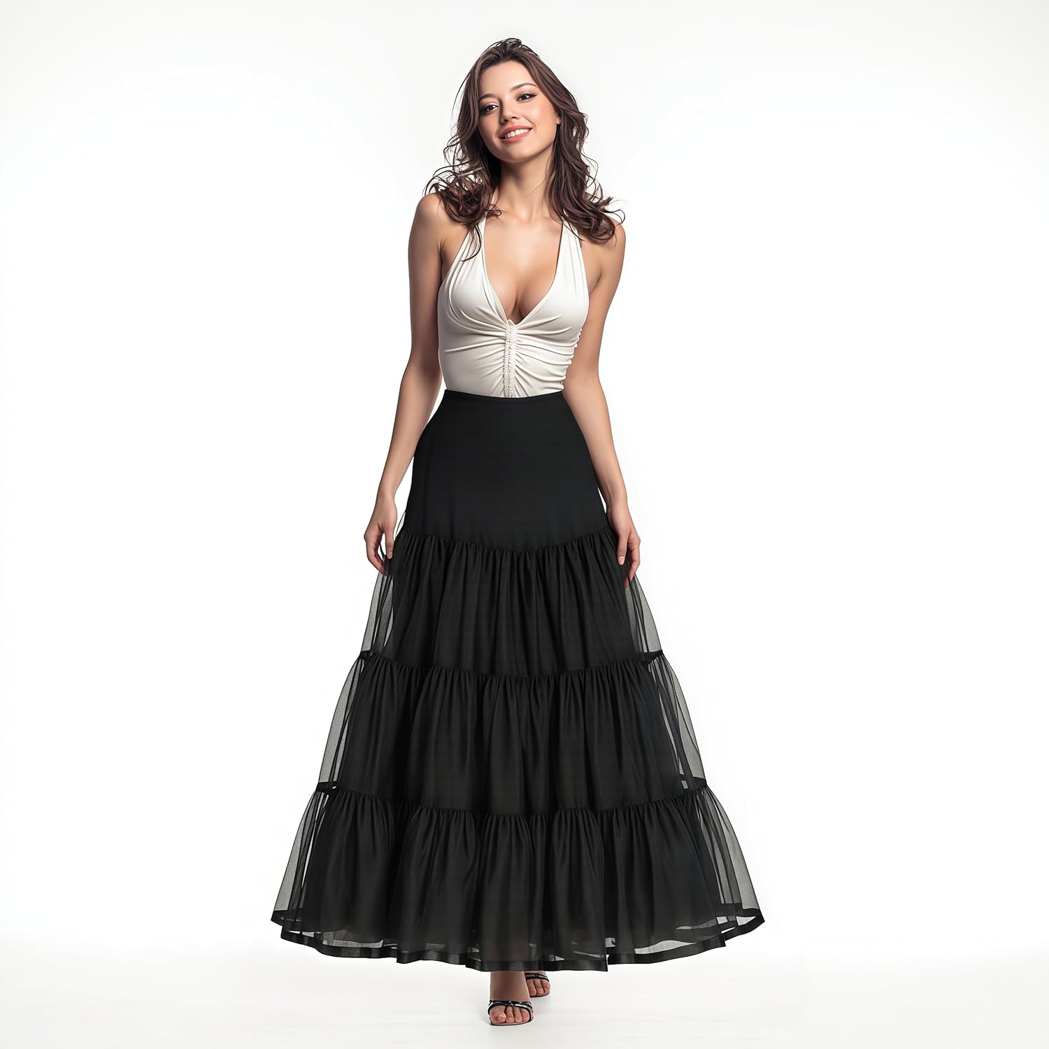 CHERRY LOVE Long Petticoat Ankle Length Underskirt for Wedding Dress Full Length Crinoline Slip - Image 4