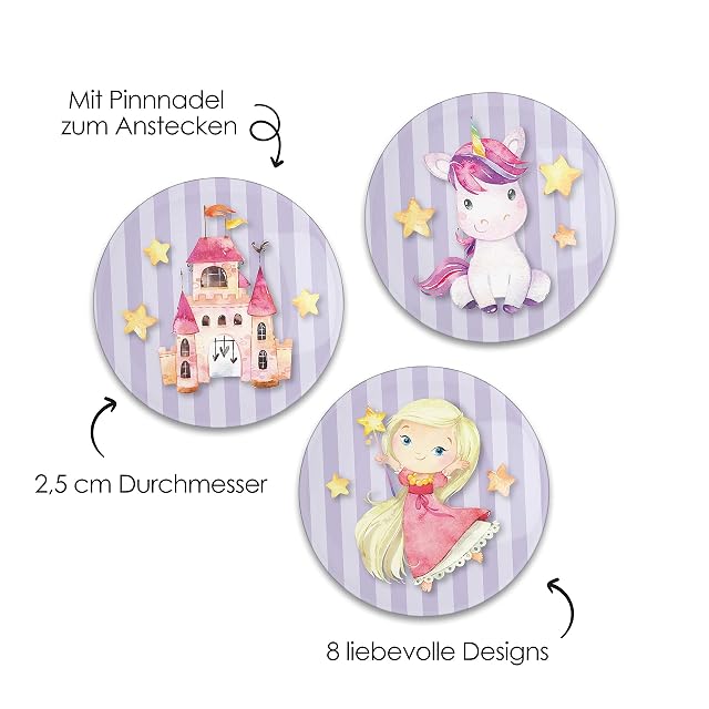 Foto 2 de 7 de Papierdrachen 8 Mini chapas (25mm) como Regalo para el cumpleaños de los niños