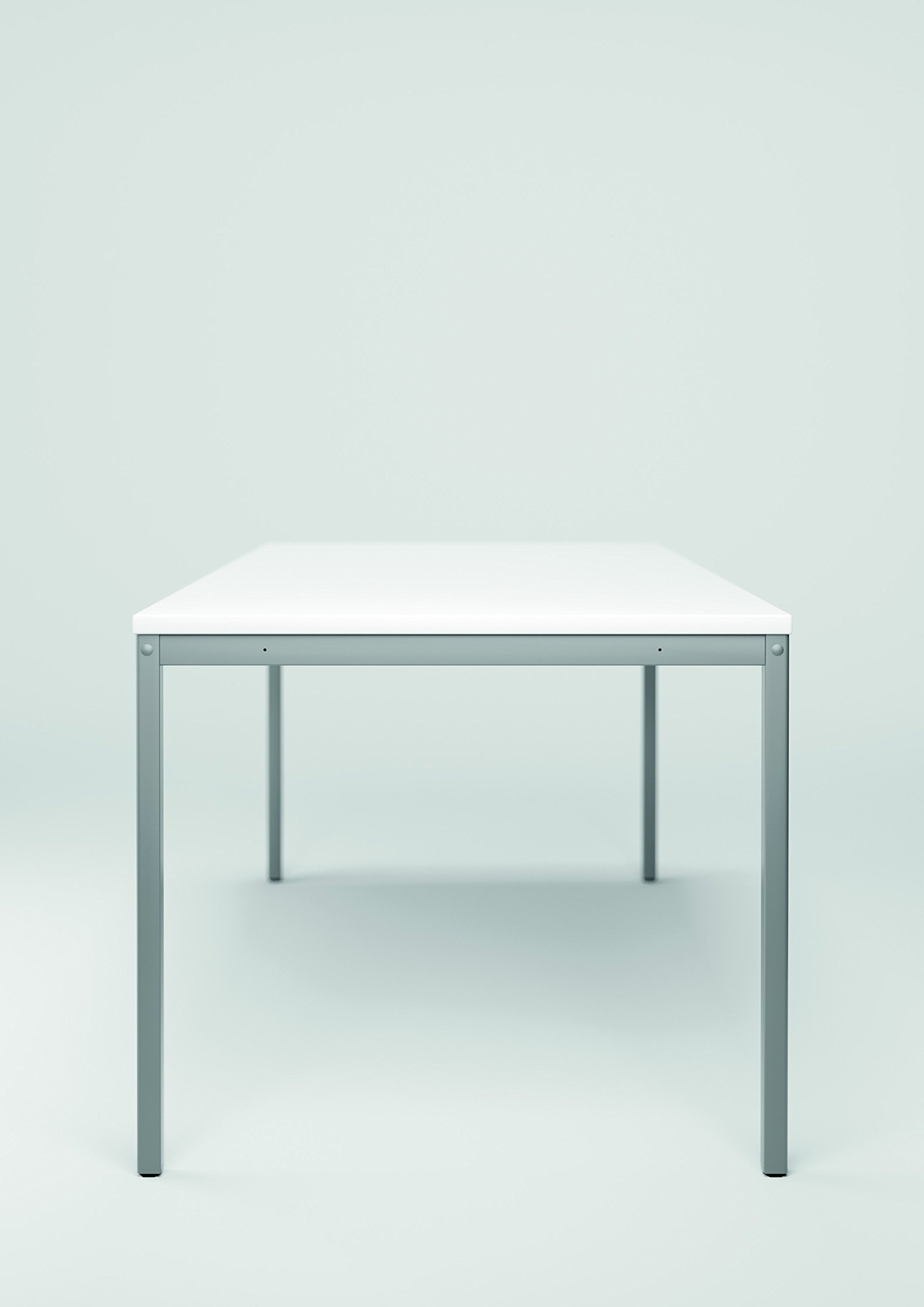 Konferenztisch Viereckfuß, Feste Höhe, 1600x800x720, Weiß/Lichtgrau