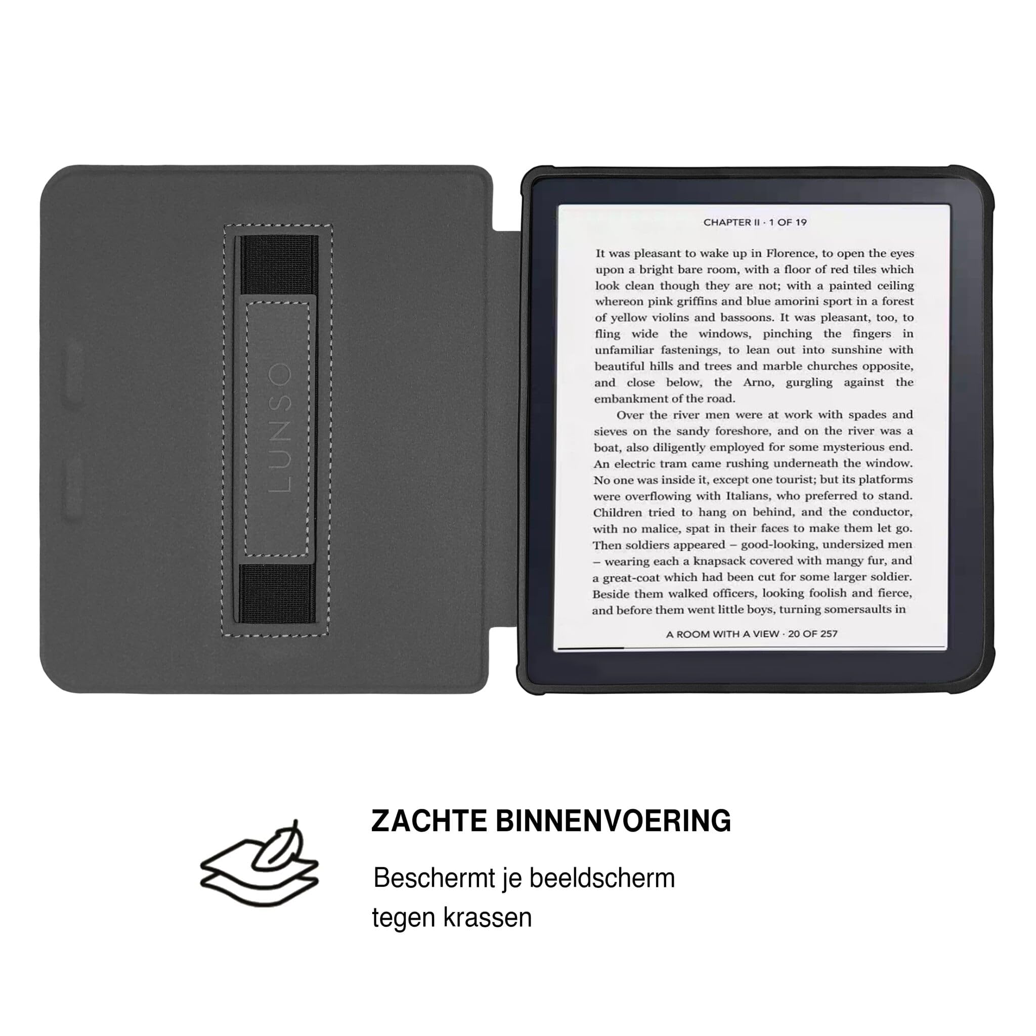 Lunso Passend für Kobo Libra Colour Hülle (7 Zoll) - Vegan Saffiano Leder Sleep Cover - Catch of the Day