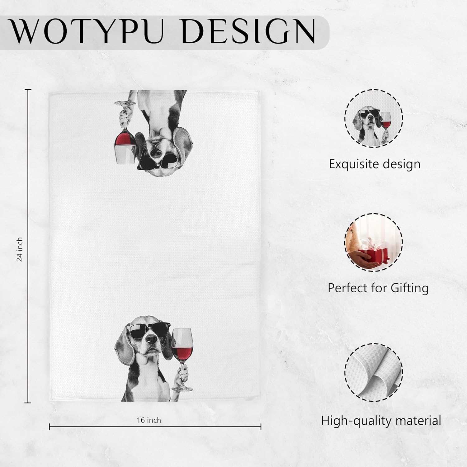 Funny Beagle Kitchen Bar Towels, Beagle Gifts for Women Men, Gifts for Wine Beer Lovers Decorative Hand Towels for Kitchen Bar Cart Decor, 16x24 Inch Set of 2 - Image 6