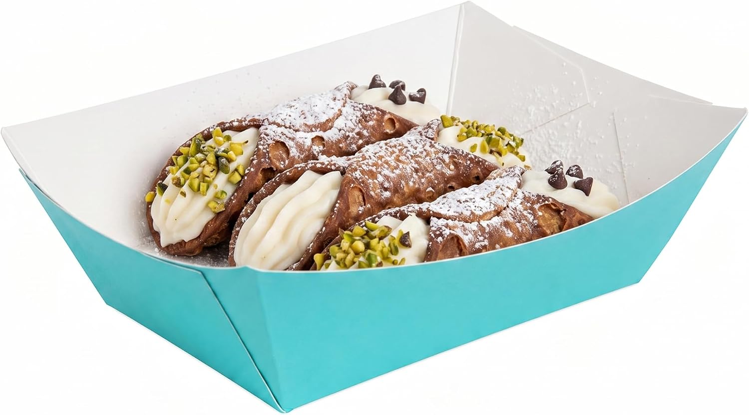 Restaurantware-Bio Tek 1/2 Pound Food Trays, 400 Disposable Paper Food Trays - Heavy-Duty, Greaseproof, Turquoise Paper Food Boats, For Snacks, Appetizers, Or Treats, Use At Parties Or Carnivals image 4