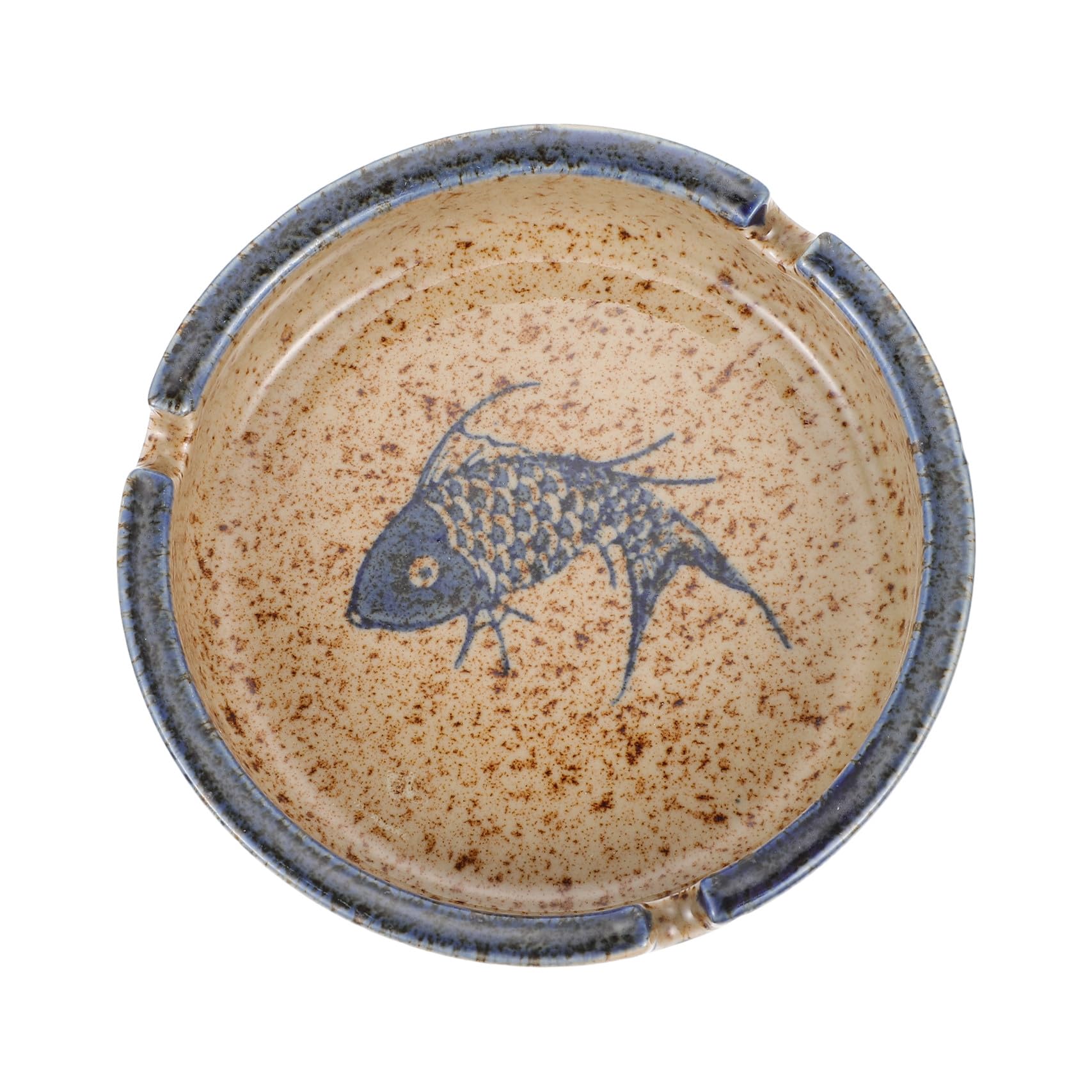SOESFOUFU Japanese Style Ceramic Ashtray Underglaze Colored Ash Holder Vintage Ash Container Home Tray Ornament for Office Tabletop Decor Compact 10.50 X 10.50 X 3.00 cm