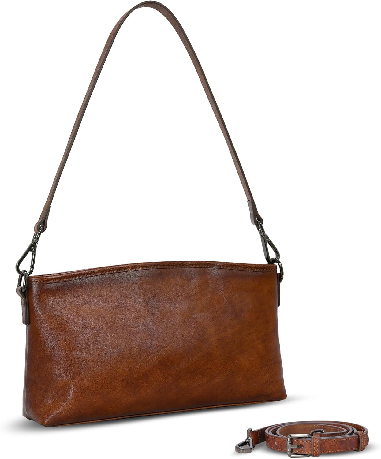 HESHE Leather Crossbody Bags for Women Lightweight Shoulder Purse Zipper Soft Vintage Satchel Handbags Travel Purse - Image 8