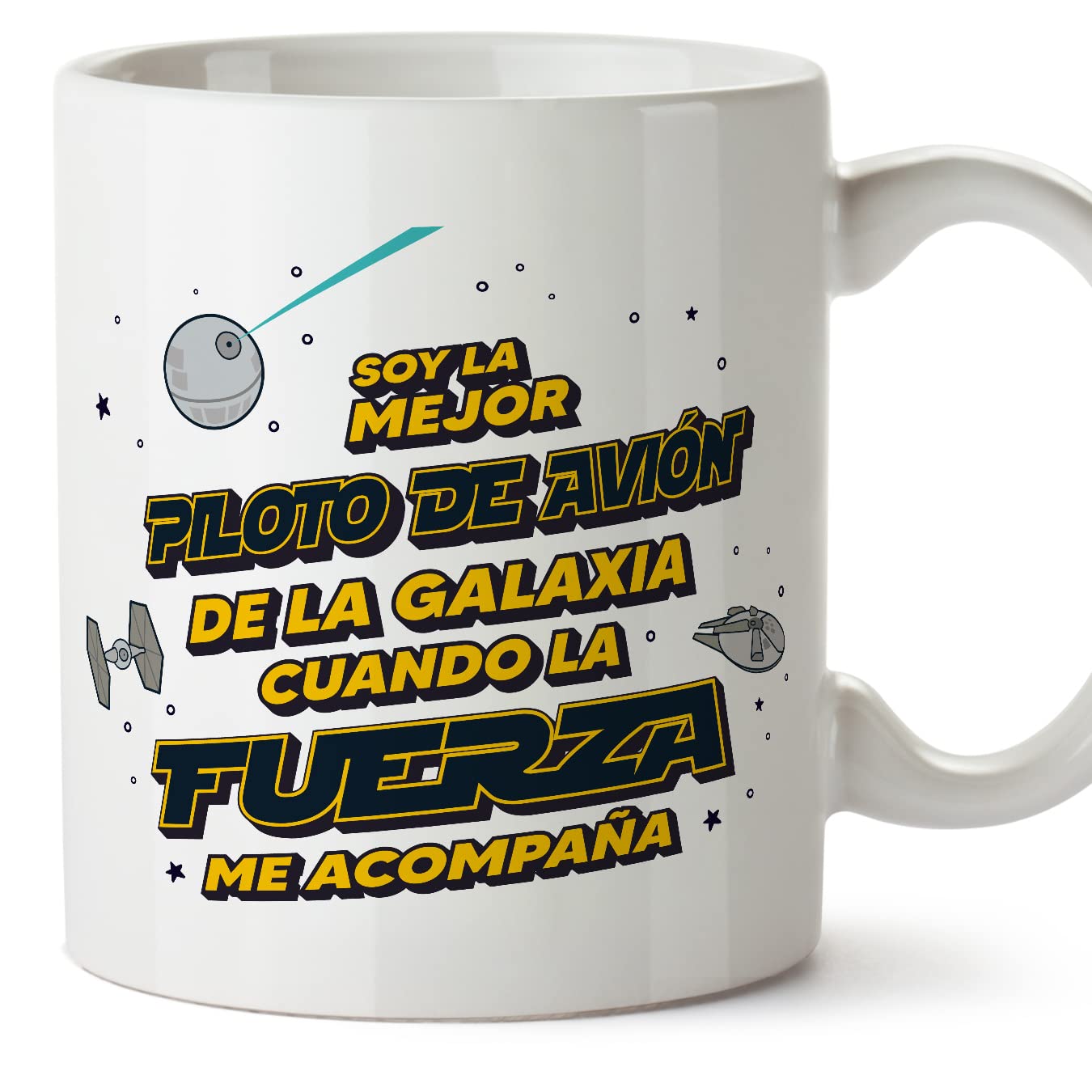 MUGFFINS Tazas para JEFE hombre - En Español - Mejor de la Galaxia Cuando Fuerza me Acompaña - 11 oz / 330 ml - Regalo original y divertido — view 507