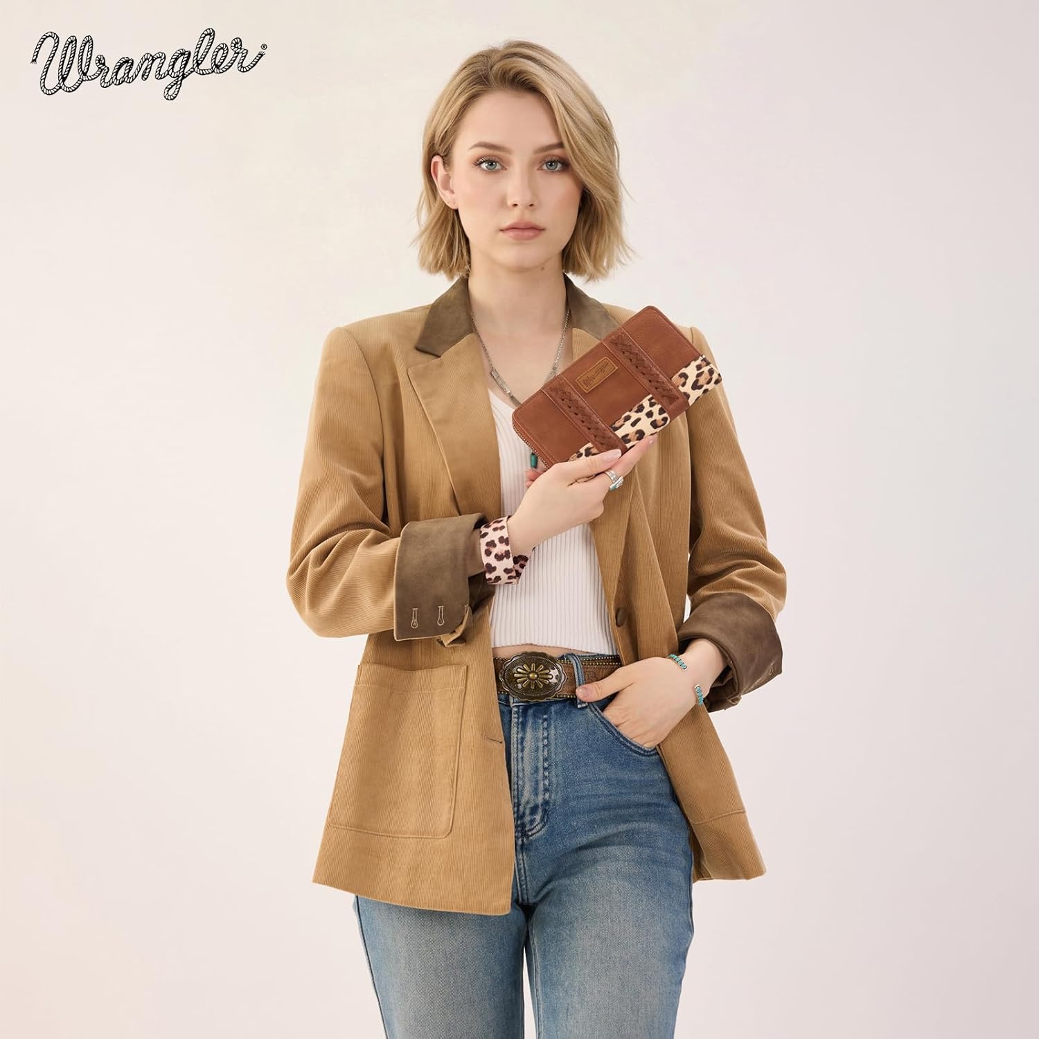 X Wrangler Wristlet Western Wallet Boho Aztec Credit Card Holder for Women
