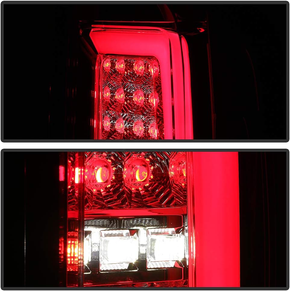 ACANII - Red Clear LED Tail Lights Brake Lamps w/LED Tube Driver & Passenger Replacement For 2015-2022 Chevy Colorado