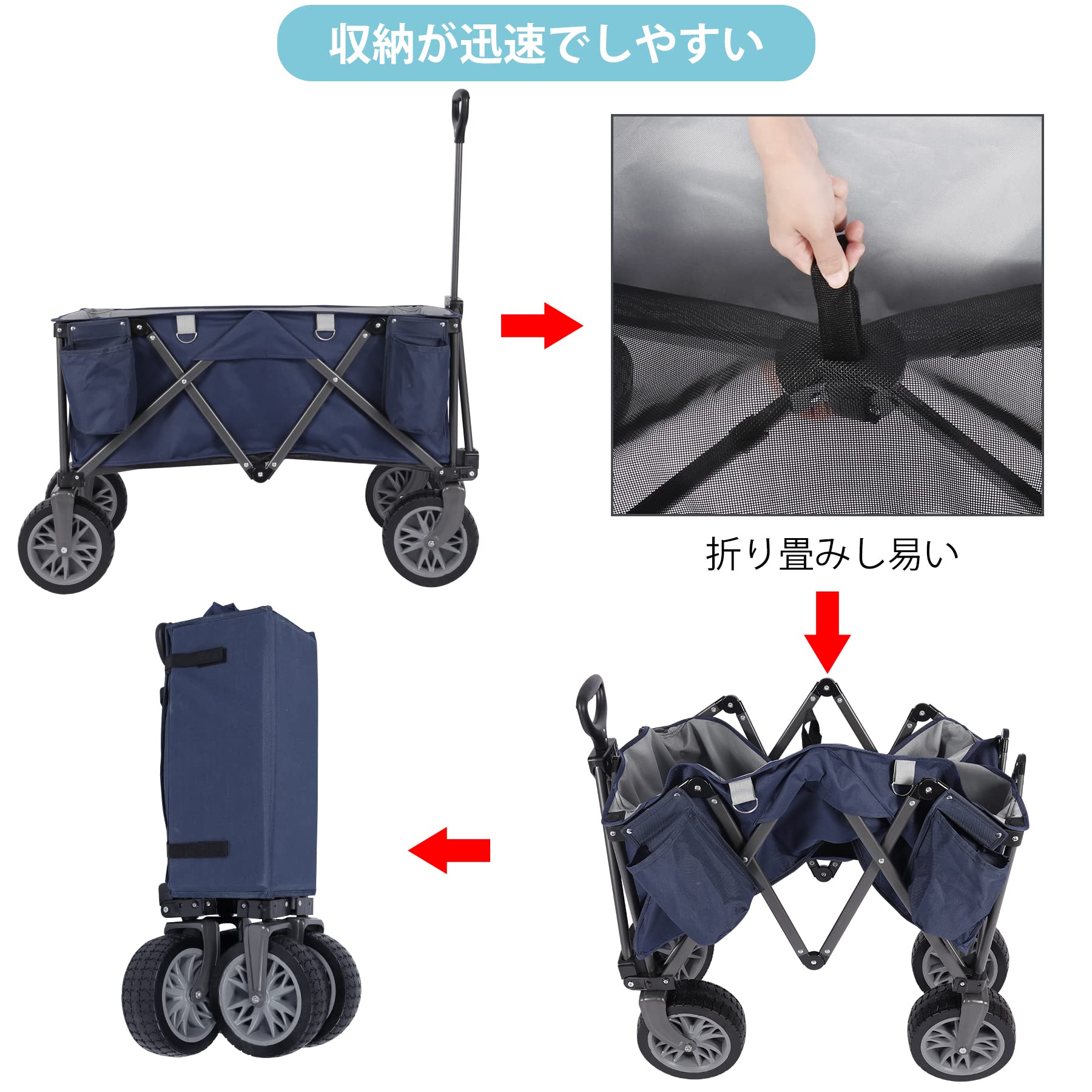Amazon.co.jp: REDCAMP キャリーワゴン 大容量 145L ワンタッチ