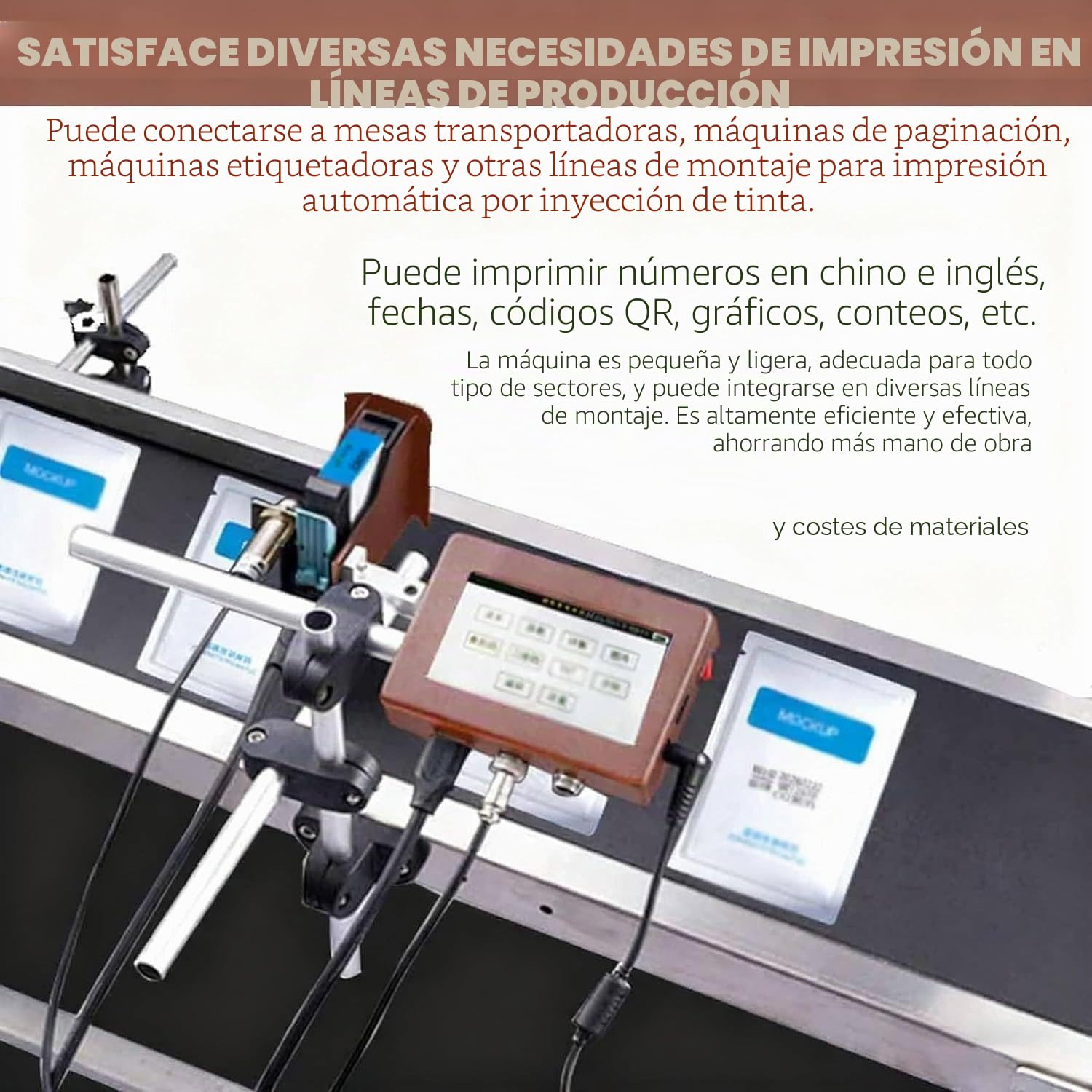 Máquina Codificadora Automática Con Pantalla Táctil, Impresora De Inyección De Tinta Industrial, Codificadora En Línea, Codificadora De Fecha, Para Códigos De Barras De Texto, Números De Lote 12.7mm