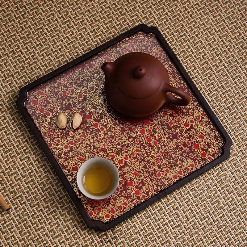 Bandejas Servir Comida Bandeja de té Laca imitación Retro Chino, Mesa pequeña for el hogar, Juego Kung Fu, Soporte for Olla, Bandeja seco Mesa Cama | Red,M