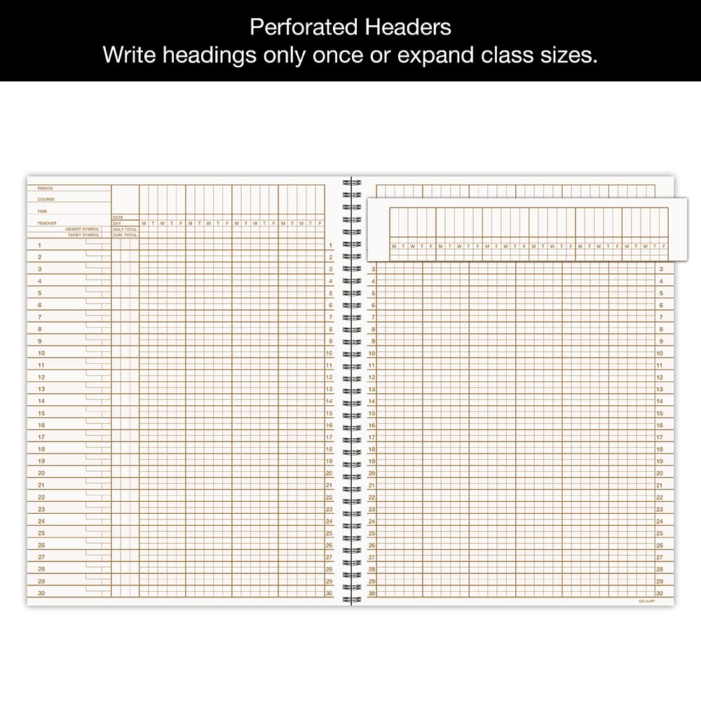 Whaley Gradebook (9 x 12 inches) 2-Line Grade And Attendance Record Book, Four Quarters or Six Terms (GB-2L) - Image 7