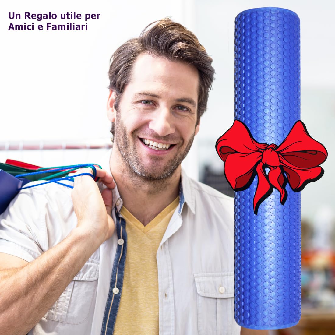 Medio Foam Roller Trigger Point EVA Ø9,5x43cm; Rullo Massaggio Muscolare Pilates; Tubo Scrocchia Schiena Crack Attrezzi; Rollo di Schiuma Massaggiatore Stretching