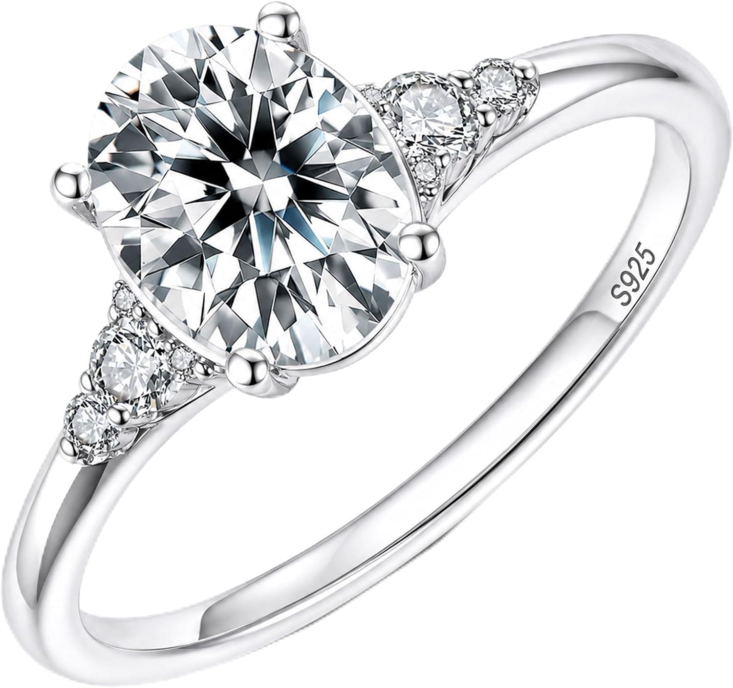 1.5CT 2CT Moissanite Engagement Ring for Women Oval Cut 14K Gold Vermeil Plated S925 Silver Wedding Promise Ring Valentine's Day Mother's Day Anniversary Christmas for Her Size 5-12