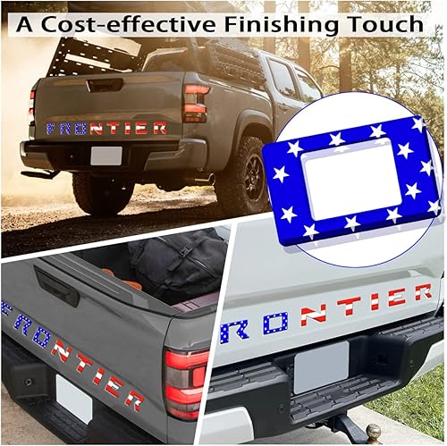 Miniatura 7 de Letras de inserción para portón trasero compatibles con Frontier 2022 2023 3M adhesivo y letras adhesivas 3D en relieve para puerta trasera (bandera