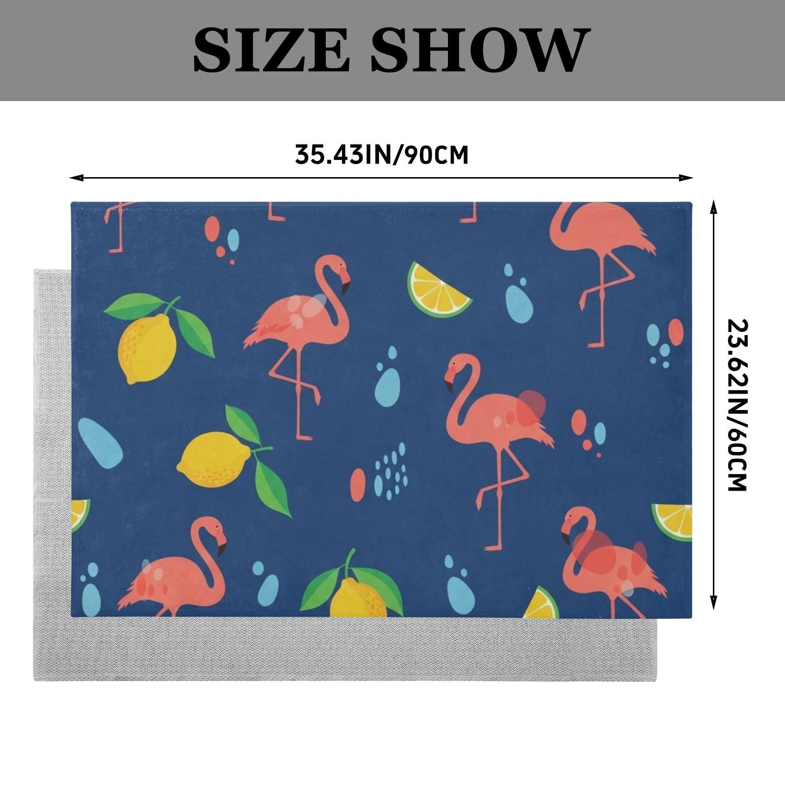 GuoChe Dywaniki 61 x 91 cm, można prać w pralce, antypoślizgowy dywanik kuchenny do salonu, sypialni, jadalni, flaming, cytrynowy wzór