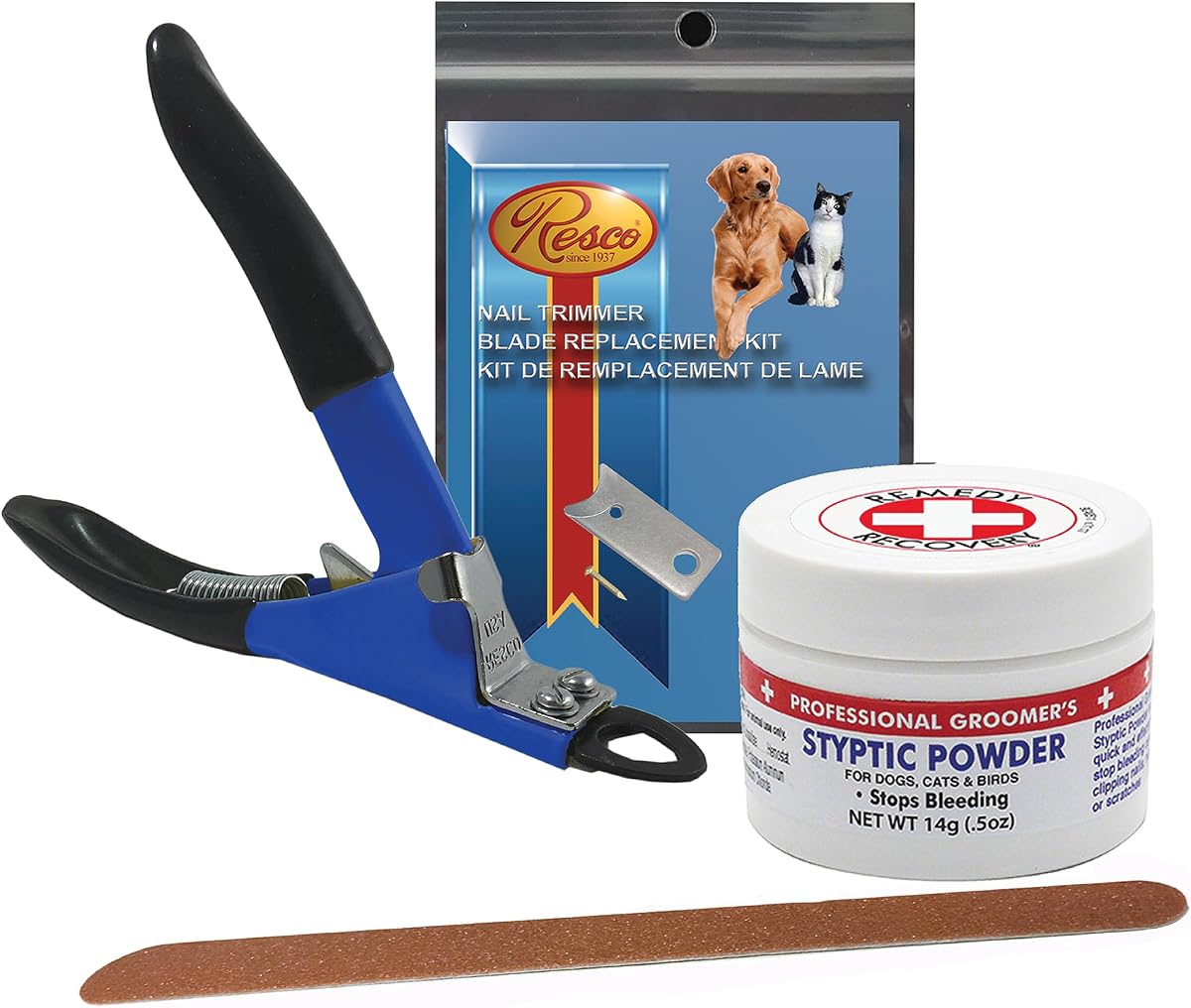 Deluxe Dog Nail Clippers - Professional USA-Made Guillotine Trimmer - Heavy Duty Steel - Small/Medium Kit