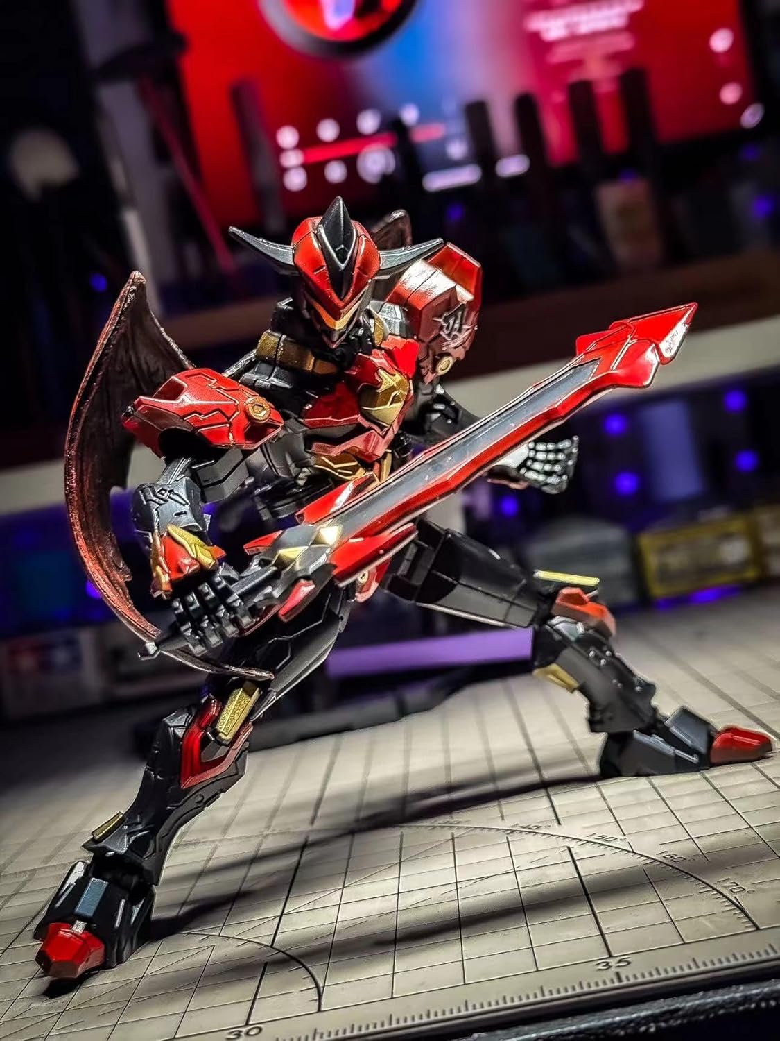 Demon Mecha Robot Action Figure, Multi-Jointed Movable Dummy T13 Articulated Cool Samurai Figure, Fantasy Demon Display Model (Assembly Required) (A-Dark Blade)