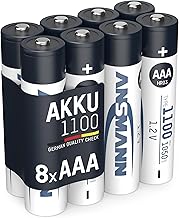 ANSMANN Micro AAA Battery 1.2V Type 1100mAh - NiMH Rechargeable Battery AAA for devices with high power consumption - ideal for DECT Phone Phone Camera MP3 Solar Lamp LED Flashlight & Headlamp - 8 pieces